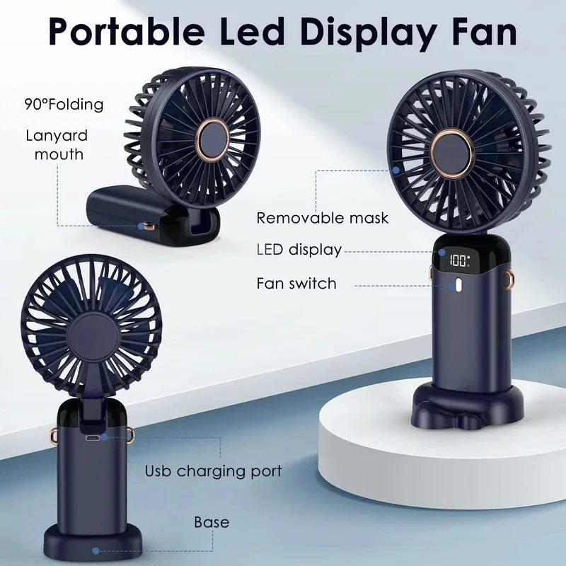 Portable Rechargeable Mini Fan – 1800mAh | Handheld & Foldable USB Fan!