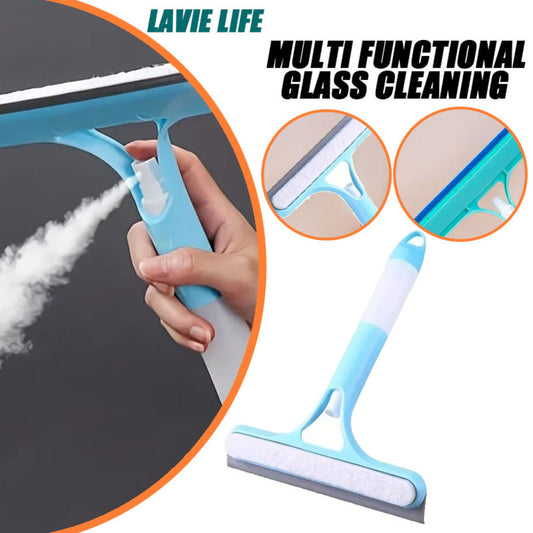 2-in-1 Glass Wiper & Cleaning Brush with Spray – For Home & Car Use!